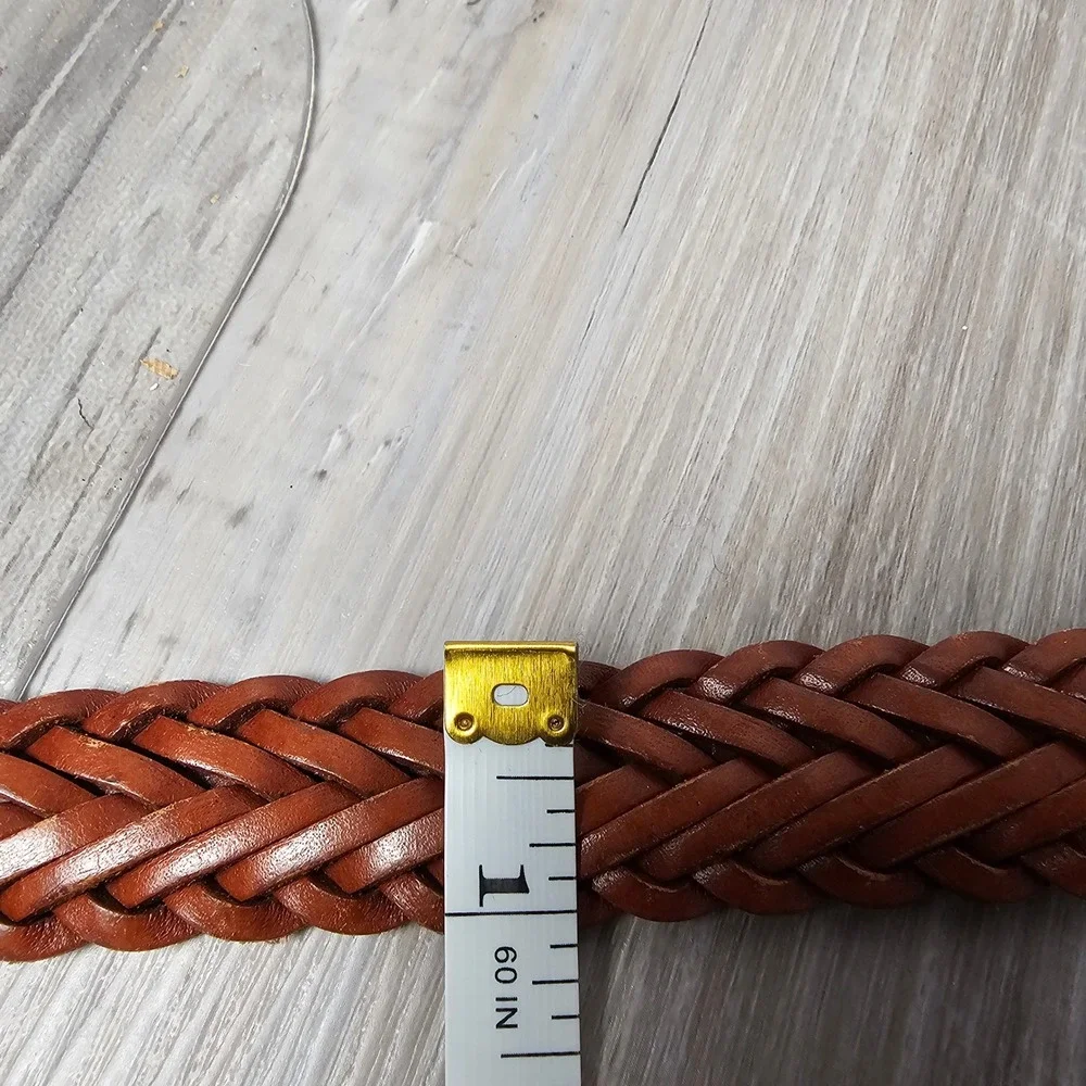 Men's Full Grain Cowhide Braided Leather Belt 38 Brown Argentina Classic Rugged
